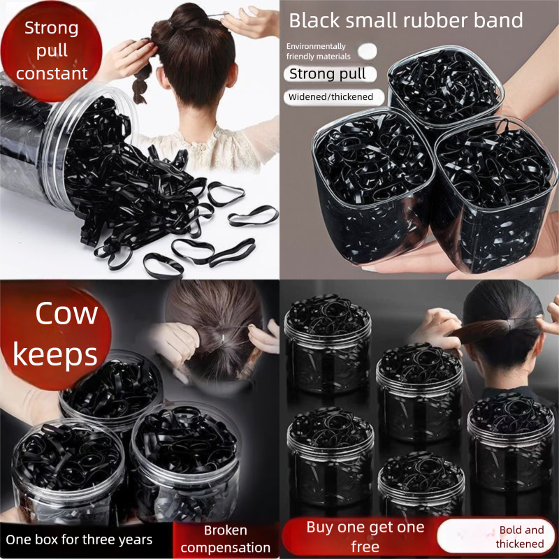 Elastic Bands Women, Thickened And Durable, Disposable High Elasticity Black Rubber Bands, Hair Ties For Adults_voghion.com