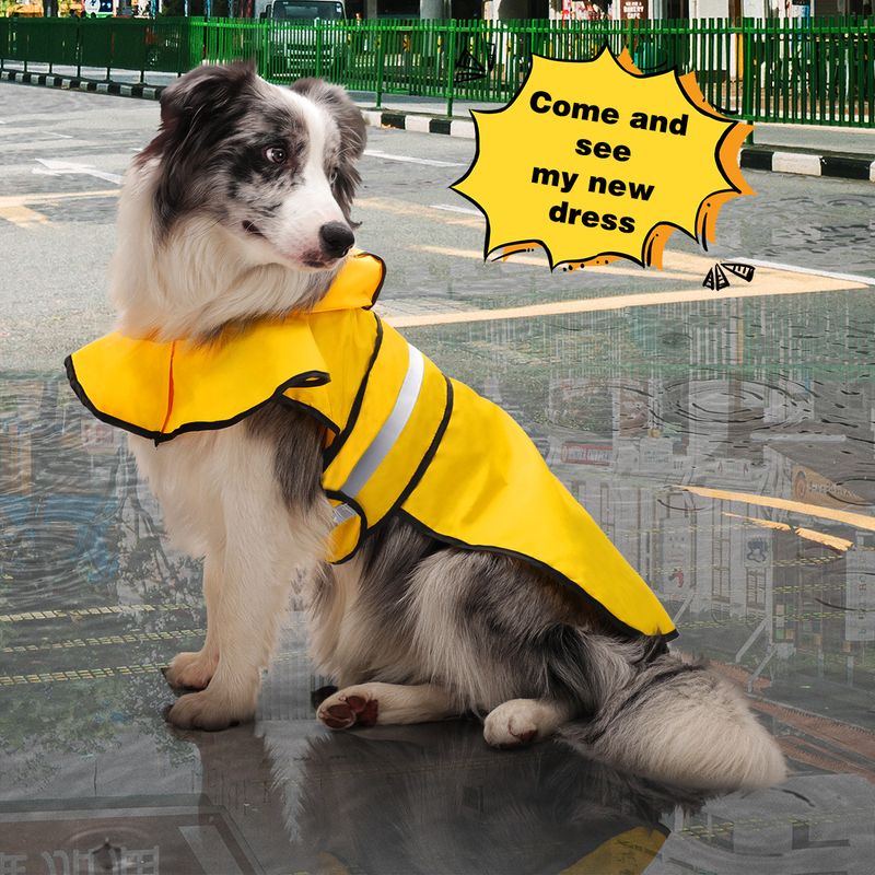 New Pet Raincoat Polyester Fabric Clothes Warm Large Dog Alaskan Malamute Golden Retriever Rain Poncho_voghion.com