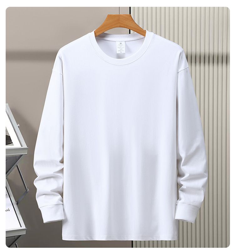 Maglietta a maniche lunghe da uomo primavera autunno, realizzata in puro cotone, tinta unita, adatta ai giovani in sovrappeso, con_voghion.com