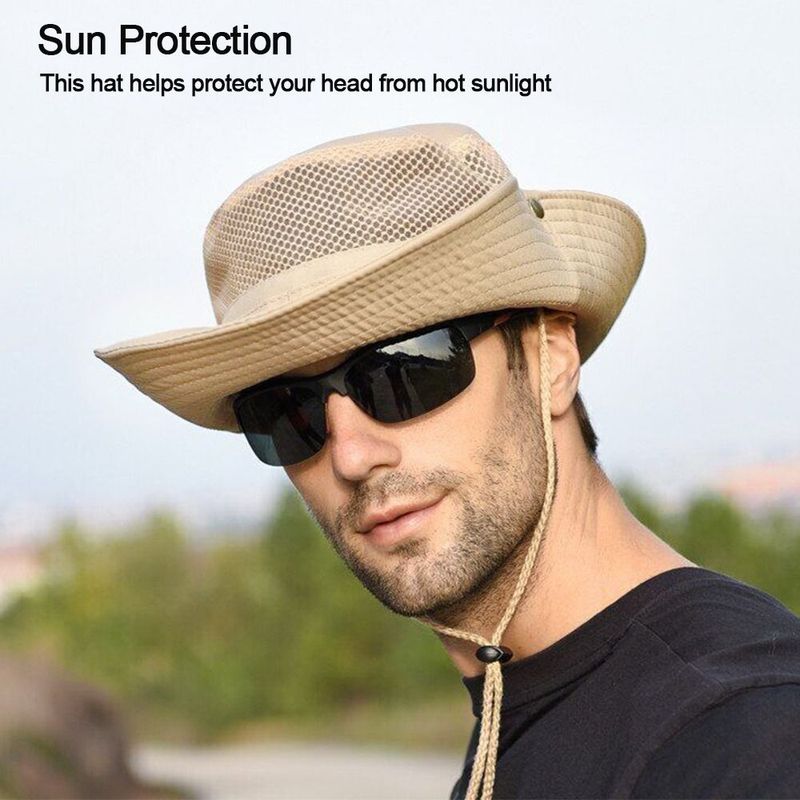Mode Eimer Hut Panama Sommer Kappe Atmungsaktives Mesh Männer Jagd Wandern Outdoor Caps_voghion.com