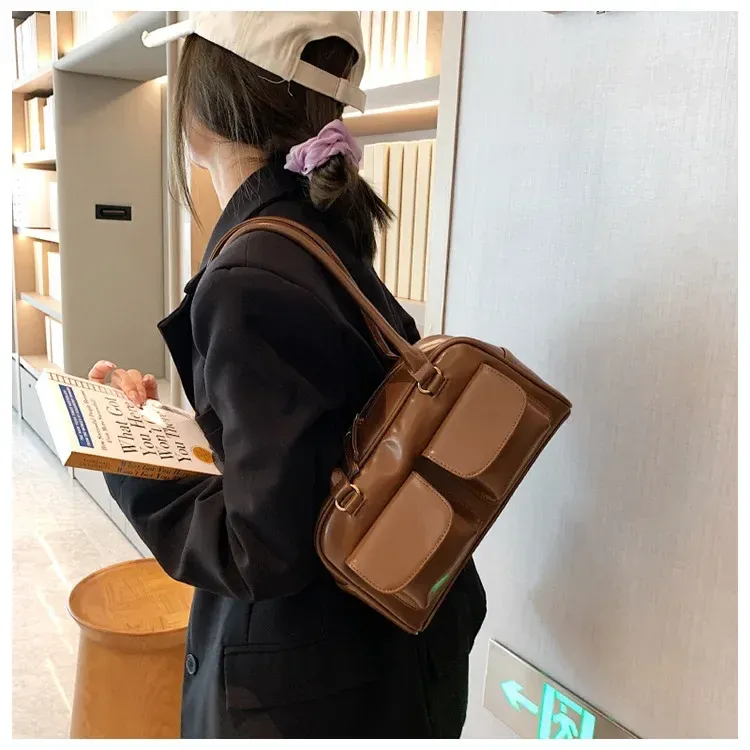 Borsa a tracolla da donna rossa retrò, in pelle verniciata, multitasche, da donna, a tracolla, sottobraccio, tote bag_voghion.com