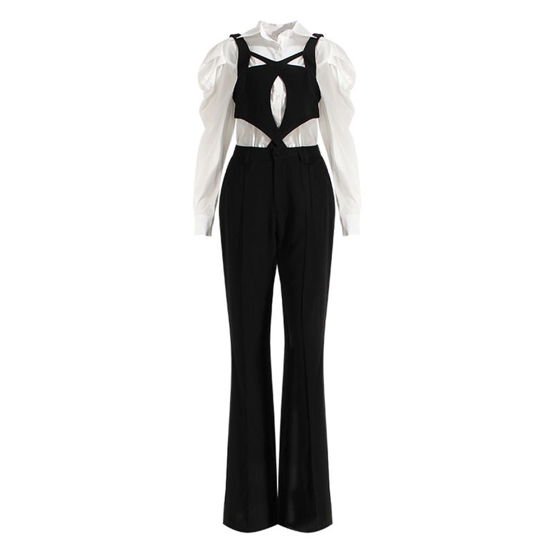 GraceChic Unique Designer Black Suit Three-Piece Slim Fit Shirt And Jumpsuit Set_voghion.com