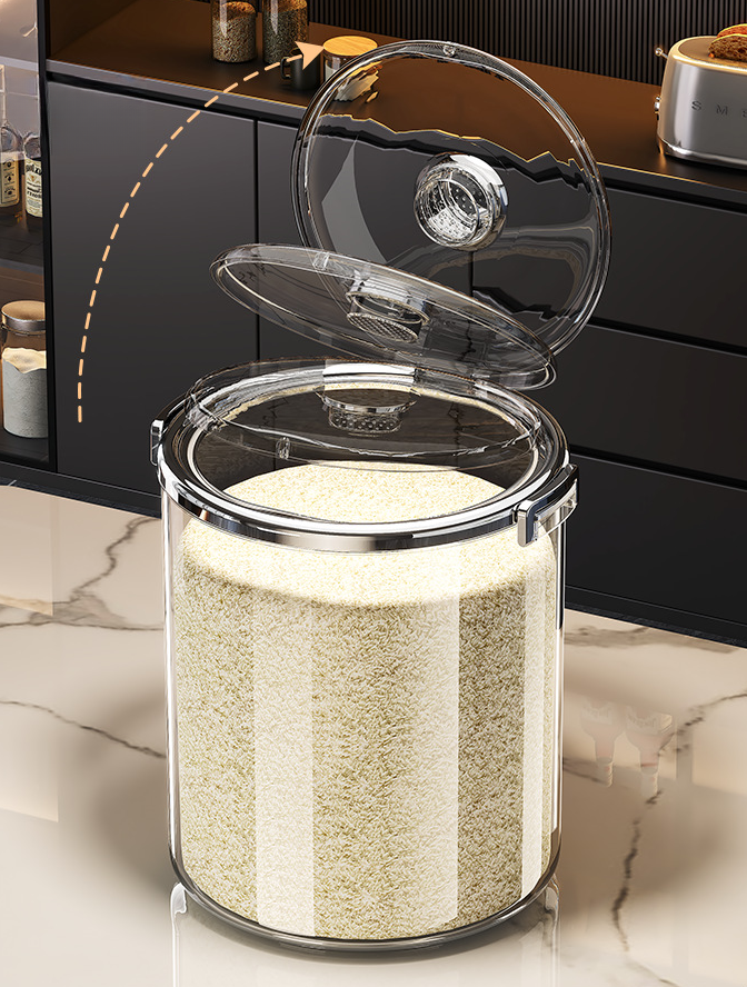 Transparent Rice Bucket, Sealed Insect Proof Flip Cover, Household Moisture-proof And Miscellaneous Grain Container,_voghion.com