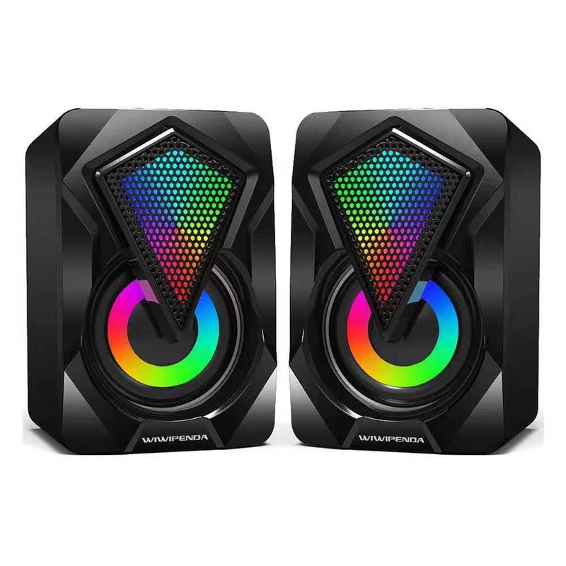 X2USB Desktop 3,5 MM Audio Jack 2,0 Kabelgebundene Steuerung RGB Farbe Mini Computer Lautsprecher Mit Licht_voghion.com