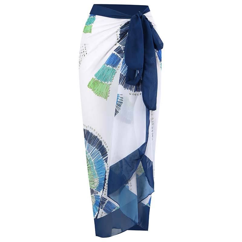 Nuovo costume da bagno intero a triangolo per donna con gonna lunga in chiffon snellente floreale da spiaggia_voghion.com