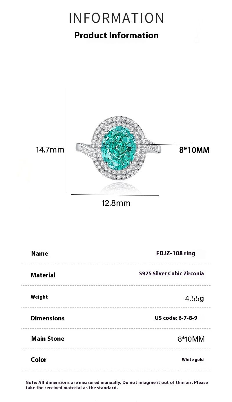 Baifuni Jewelry S Silber Smaragd weibliche Palaibahao Set High Carbon Diamant Ring_voghion.com
