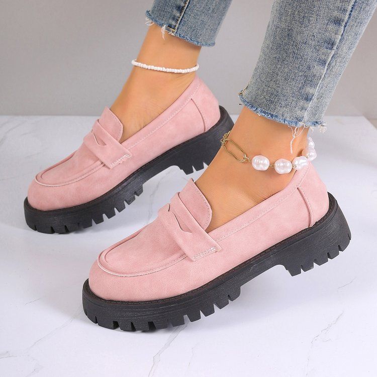 2025 Spring New Le Fu Comfortable And Casual British Style Coarse Heel Thick Bottom Set Large Women's Shoes_voghion.com