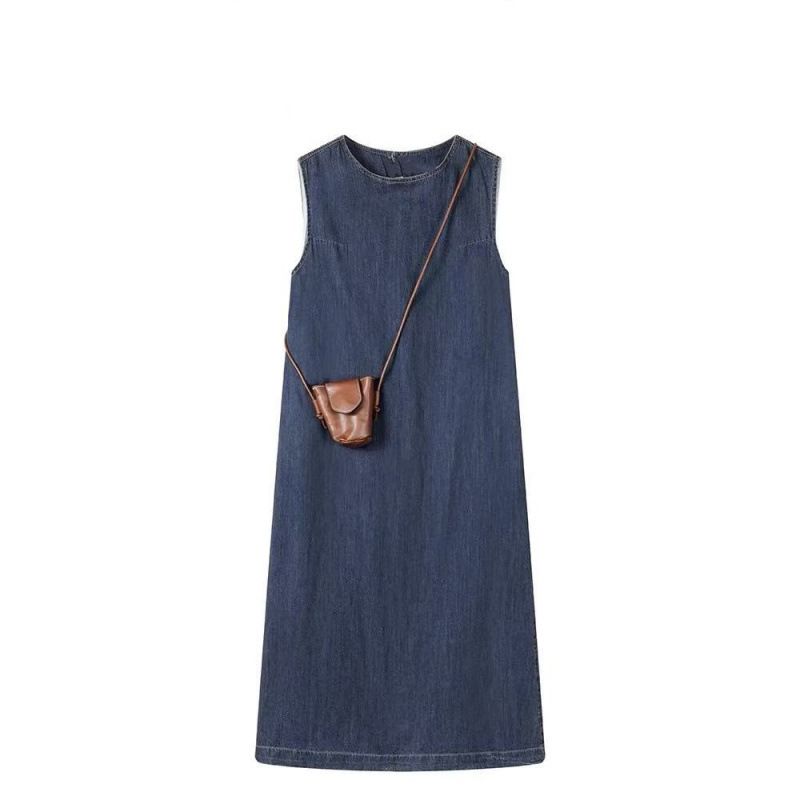 Sleeveless Denim Dress For Women 2025 Summer New Korean Version Slimming Vest Mid Length Skirt_voghion.com