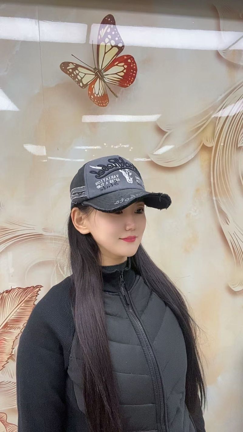 Cappellini da baseball da uomo, cappellini da baseball hip-hop, all'ingrosso, nuovi, stile casual, versatili, in denim, con lettere ricamate e pois._voghion.com