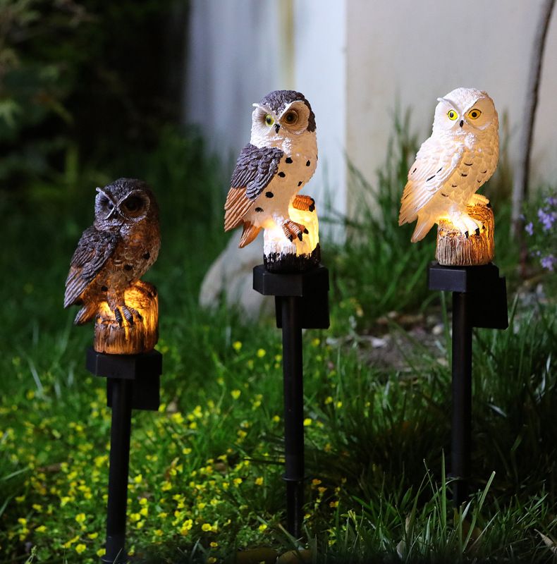 Outdoor-Garten Eule LED Solar Licht Hof Simulation Tier Harz Rasen Stecker in Licht_voghion.com