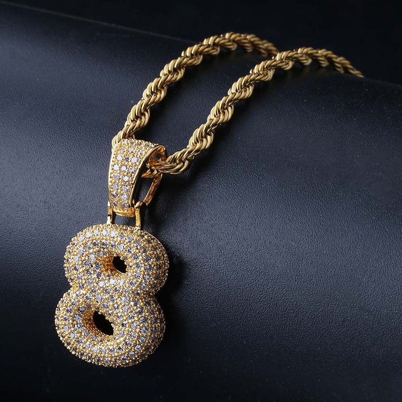 Collana con ciondolo vintage Hip Hop da uomo e da donna con zirconi micro-pavé, catena in rame placcato oro/argento, regolabile da 20 a 32 pollici_voghion.com