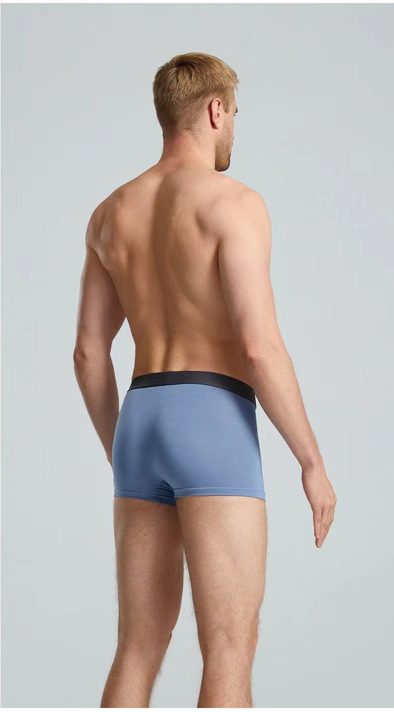 Boxer en modal antibactérien respirant et sans coutures pour homme, style années 50, entrejambe en soie, doux, très élastique, sensation chair, grande taille_voghion.com