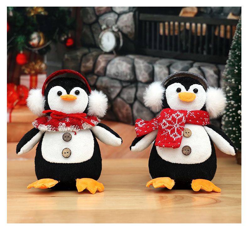 Niedlicher Pinguin-Weihnachtsschmuck mit Kopfhörern – Festliche Hängedekoration für Baum, Zuhause und als Geschenk (Rot/Grau)_voghion.com