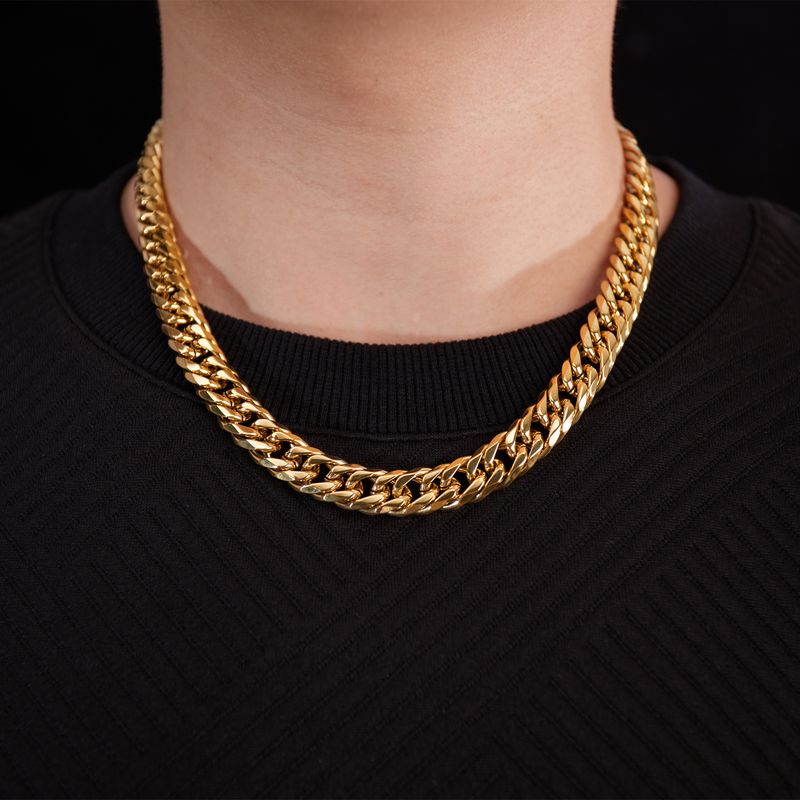 Collana in acciaio inossidabile OPK per uomo, catena cubana spessa, ciondolo in acciaio al titanio unico e alla moda_voghion.com
