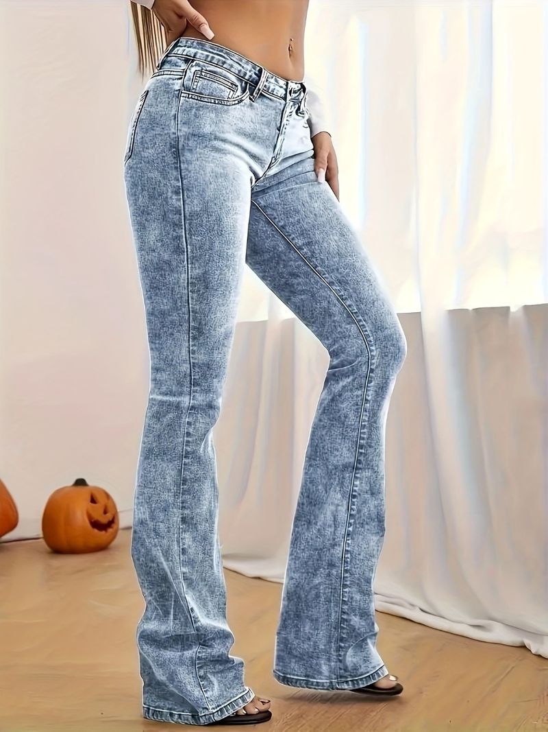 Women's Clothing Style Ripped Jeans, Women's Trousers, Cross Border E Commerce, AliExpress, Women's Denim Bootcut Style_voghion.com