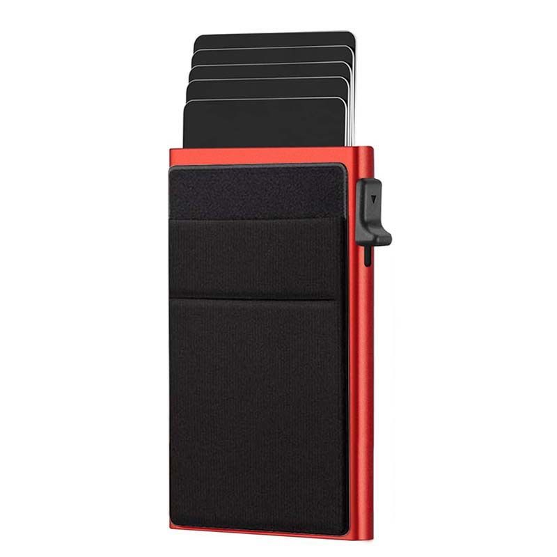 Bolsas masculinas RFID com botão lateral antirroubo, porta-cartões de metal com vários cartões, caixa de cartão de liga de alumínio, clipe de dinheiro multifuncional, porta-cartões de crédito_voghion.com