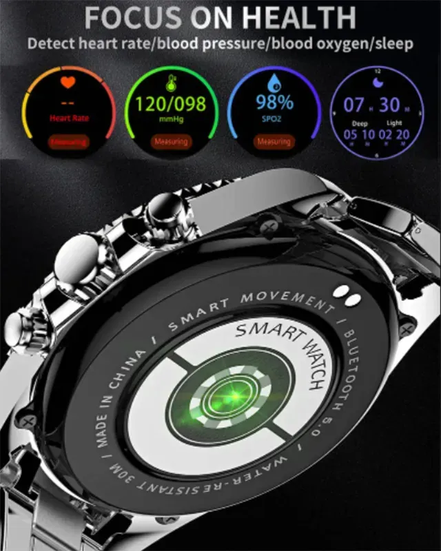 AW12 Smart Watch Full Touch 320mAh ROM 256MB Stainless Steel Bluetooth Call Custom Dial Multi Sports Clock Fitness_voghion.com