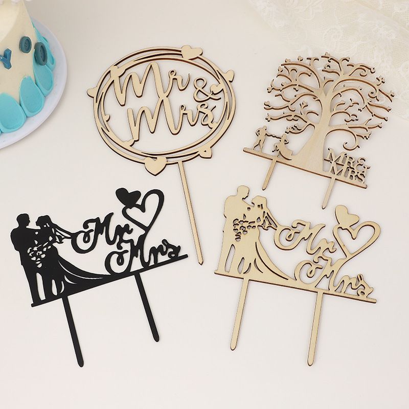 Hochzeits-Plugin aus Holz, Tortenaufsatz zum Valentinstag im Wald-Design, Geburtstagsdekoration und Ankleidezubehör sind erhältlich_voghion.com