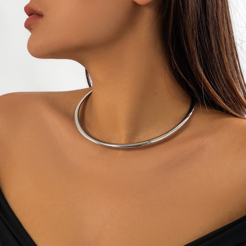 Hot Sales IngeSight.Z Punk Smooth Metal Round Torques Choker for Women Simple Gold Color Collar Necklace Party Jewelry Gift_voghion.com