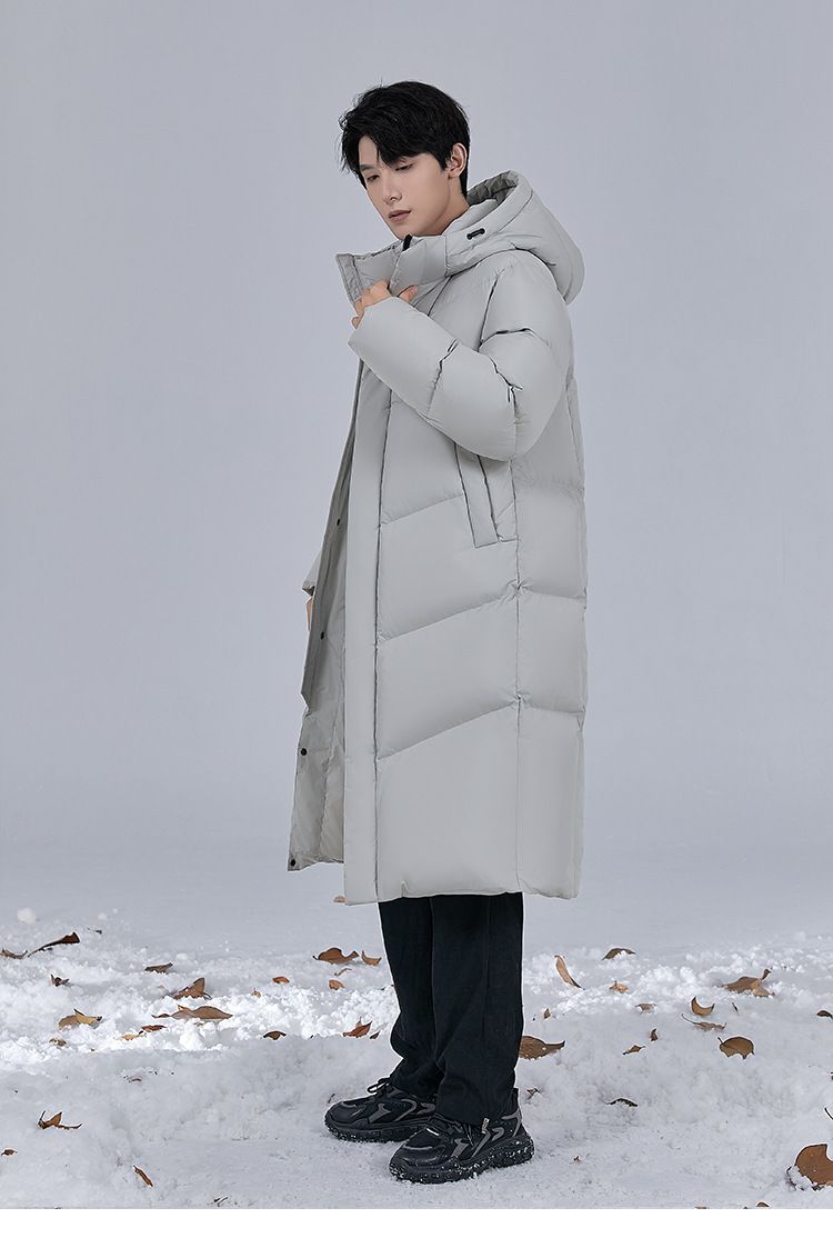 Parka für extrem kaltes Wetter für Herren – 700FP Premium-Daunenjacke mit abnehmbarer Kapuze (Gletschergrau/Schwarz, S-5XL, winddichtes und wasserabweisendes Außenmaterial)_voghion.com