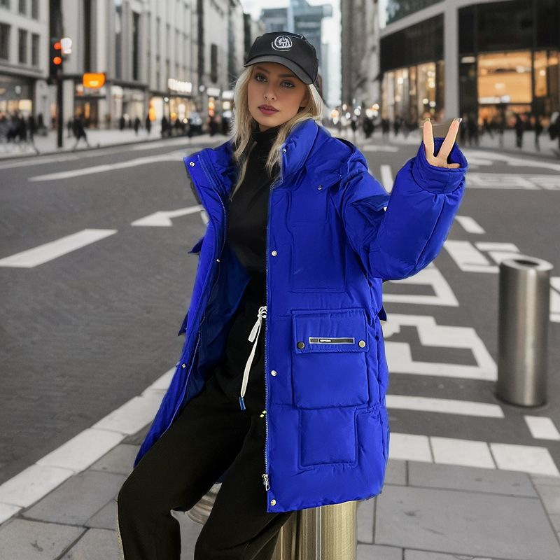 Damen Warme Jacke Wattierte Jacke im langen Winter Neue Dicke Winddichte Warme Wattierte Jacke Ausländische Luft Wattierte Jacke_voghion.com