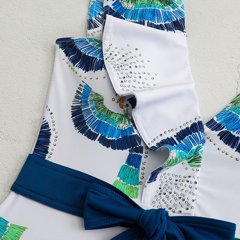 Women's Clothing Sexy One Piece Swimsuit Female Retro Ruffled Chiffon Skirt Swimsuit Suit_voghion.com
