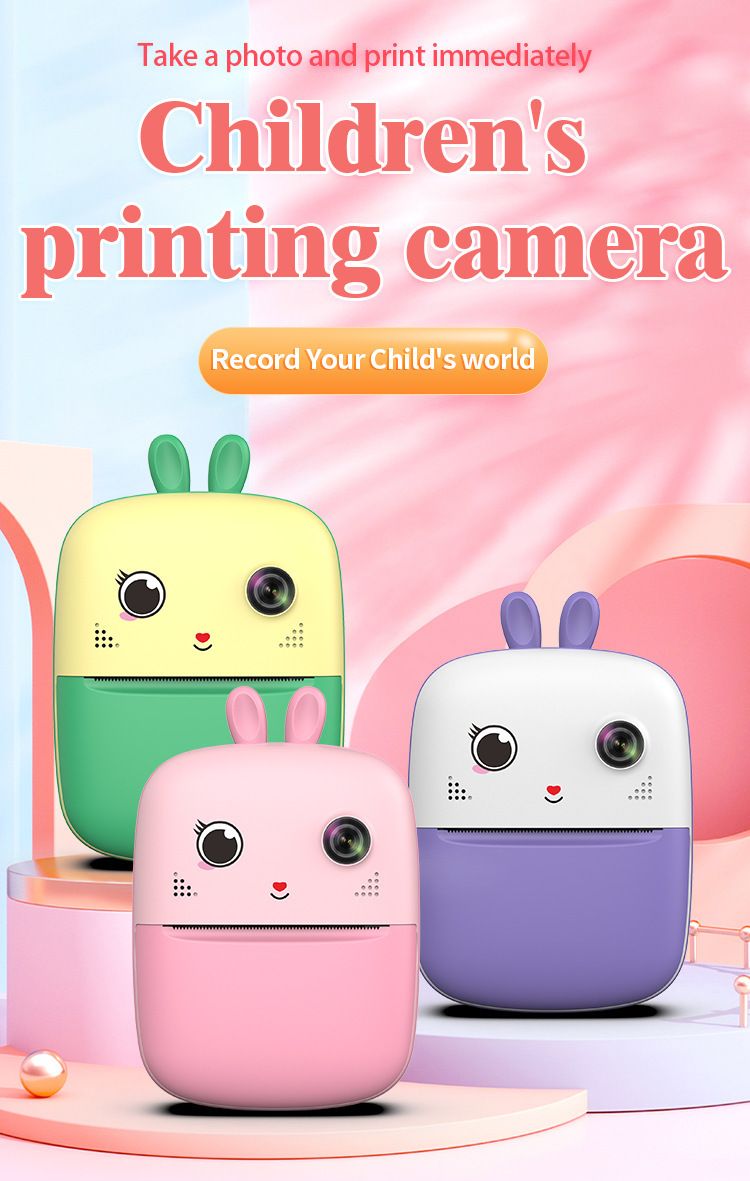 【Yüksek Kalite】 Yeni Çocuk Baskısı 2,4 İnç HD Ekran Taşınabilir Polaroid Anlık Fotoğraf Makinesi_voghion.com