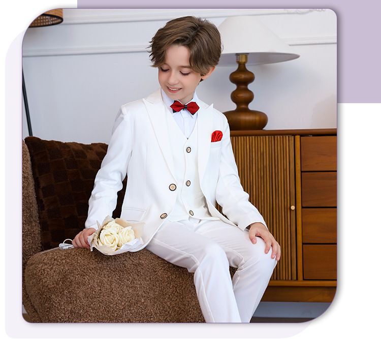 Grenzüberschreitender Außenhandel Kinderanzugkleid Herbst Neues britisches Blumenmädchen-Hochzeitskleid für Jungen Event-Host-Performance-Kleid_voghion.com