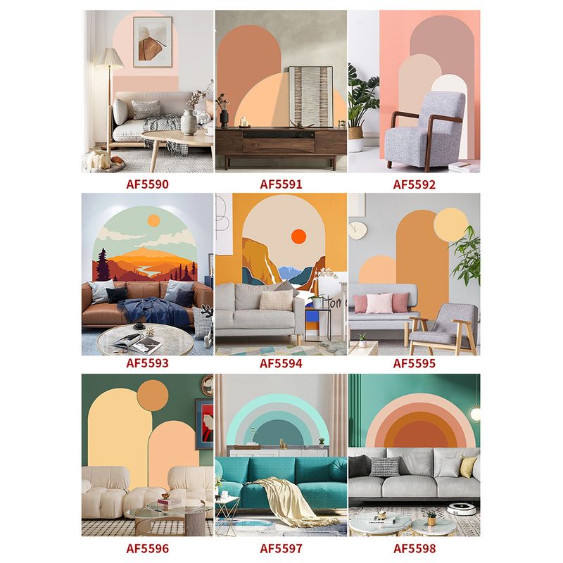 Ove Nordic style arched headboard decoration sticker, air duct material, sunrise scenery sofa background wall sticker_voghion.com