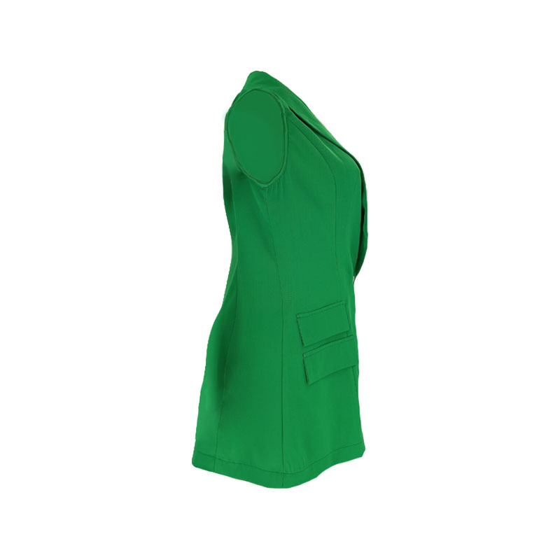 Damenmode einfarbig ärmellos Revers Damen kleiner Anzug Mode lässig Shorts Anzug_voghion.com