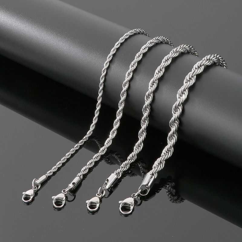 Braccialetti da uomo con corda intrecciata, popolare, semplice, in acciaio inossidabile con oro 18k, per uomo e donna._voghion.com