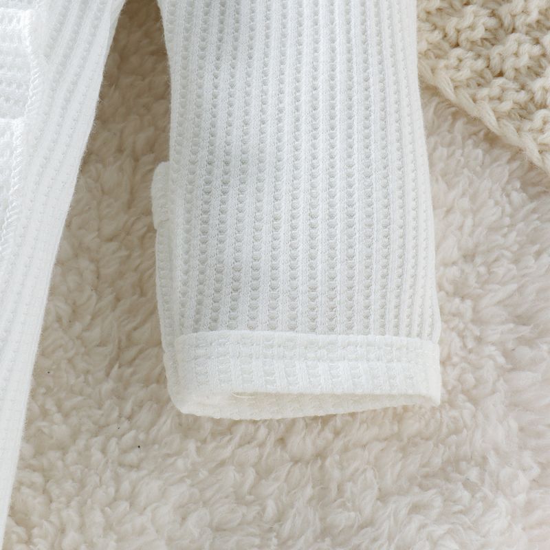 Mother & Kids Baby Girl’s Waffle-Knit Bodysuit With Flutter Sleeves – Soft & Stylish, 0-12M"_voghion.com