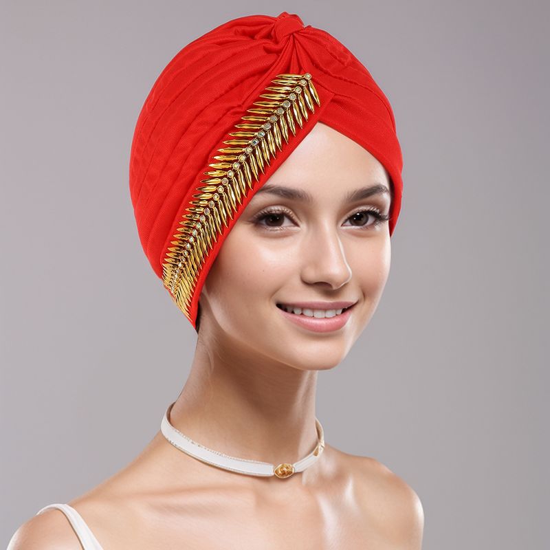 Muslim headscarf Stylish stretch breathable watermelon hat with side diamond hat for women_voghion.com