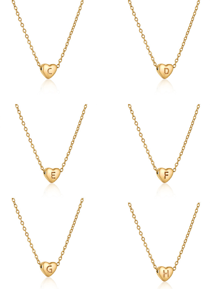 Collier en forme de cœur avec initiale en or plaqué or, chaîne de clavicule, délicate lettre personnalisée d'amour, collier ras du cou de A à Z, cadeaux pour femmes et filles, bijoux_voghion.com
