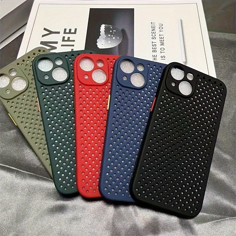 Summer Heat Dissipation Breathable Heat Dissipation Phone Case for 13 12 11 Pro XS Max XR Mini 7 8 Plus SE2020 Candy Color Soft TPU Phone Case_voghion.com