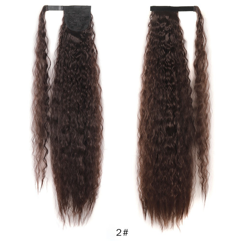 Perruque femme style Velcro perm de maïs moelleux cheveux longs bouclés queue de cheval haute et basse perruque naturelle à haute température en soie ondulée à l'eau_voghion.com