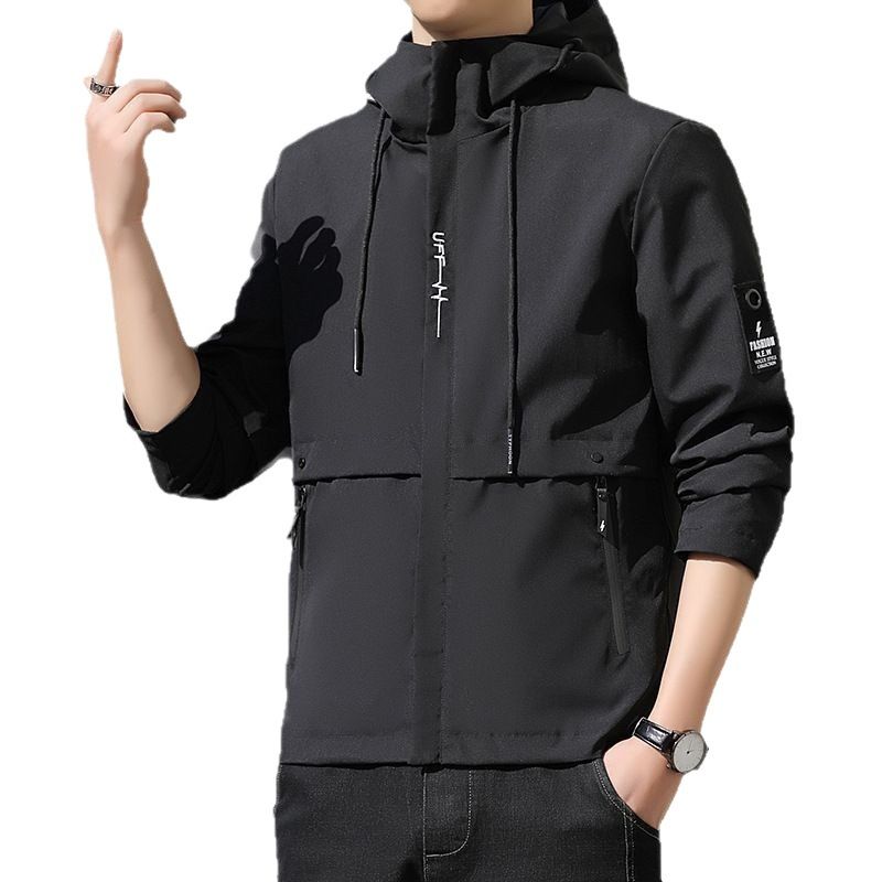 Spring And Autumn New Hooded Korean Style Trendy Handsome Men's Top Casual Jacket Trench Coat Men_voghion.com