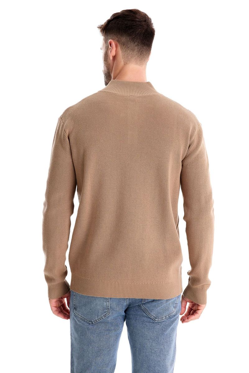 Herbst und Winter neuer halboffener Brustpullover mit langen Ärmeln, Stehkragen, einfarbig, vielseitiges, lässiges Herrenoberteil_voghion.com
