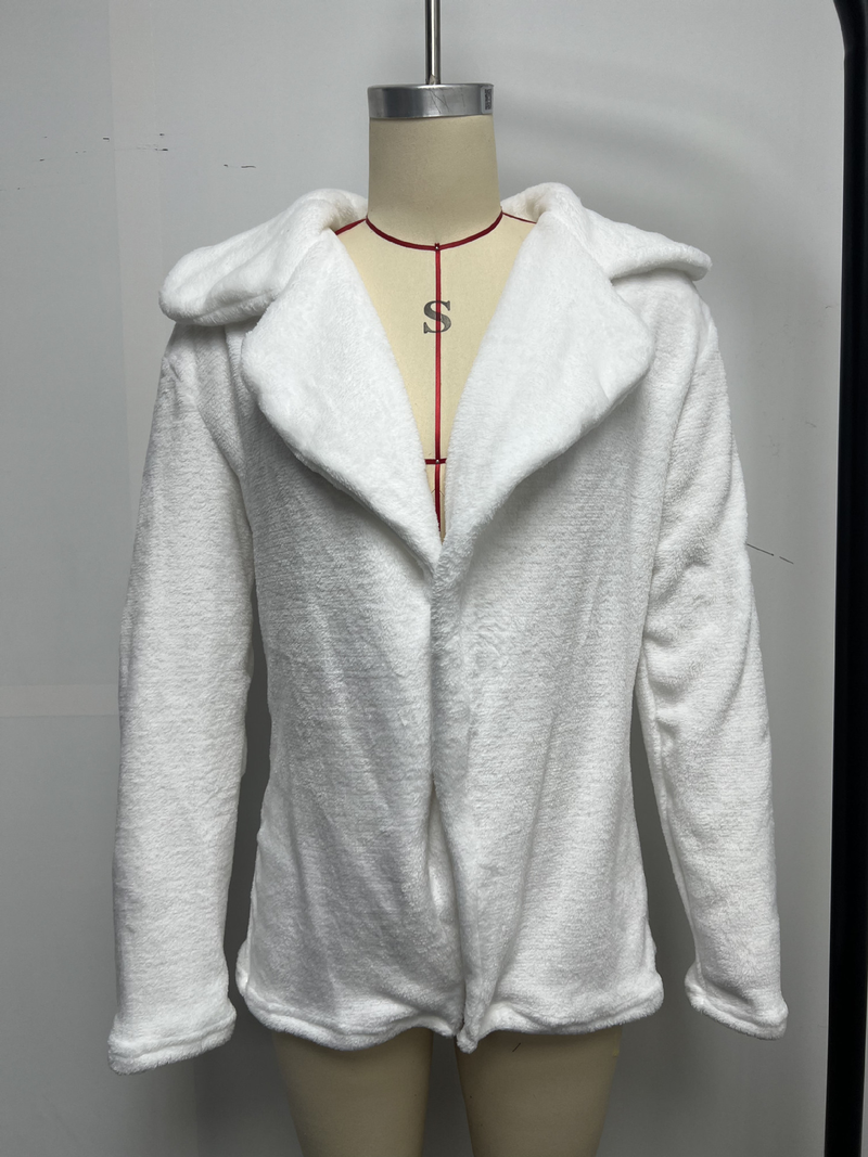 Women's Clothing Autumn and Winter Jacket Sexy Plush Lapel Slim Jacket_voghion.com
