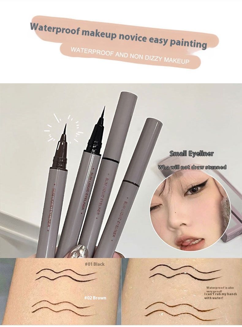 Glatter Eyeliner-Flüssigstift, wasserfest, schweißresistent, schnelltrocknend, langlebig, extrem feiner Eyeliner-Flüssigstift_voghion.com