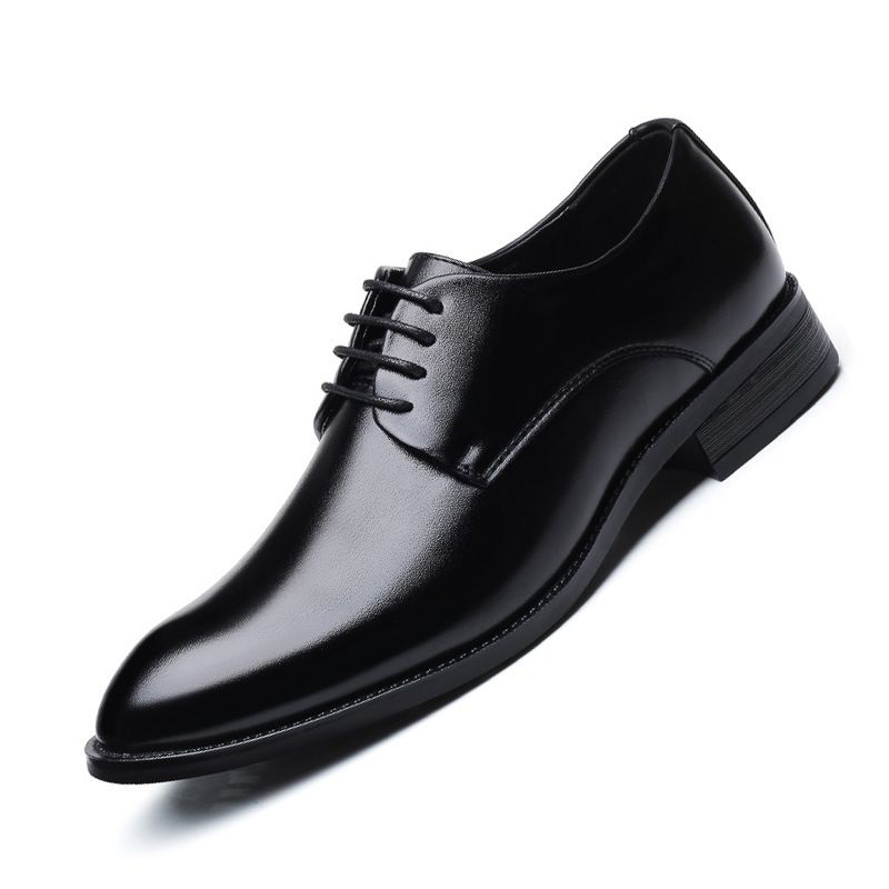 Overseas Four Seasons Daily Pointed Lace Single Formele Zakelijke Leren Grote Herenschoenen_voghion.com