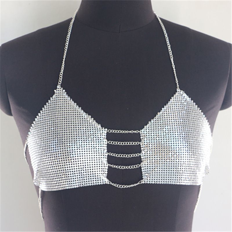 YL2907 Maglia europea e americana con strass intarsiati con paillettes di diamanti, materiale in stoffa, catena metallica appesa al collo, catena del corpo_voghion.com