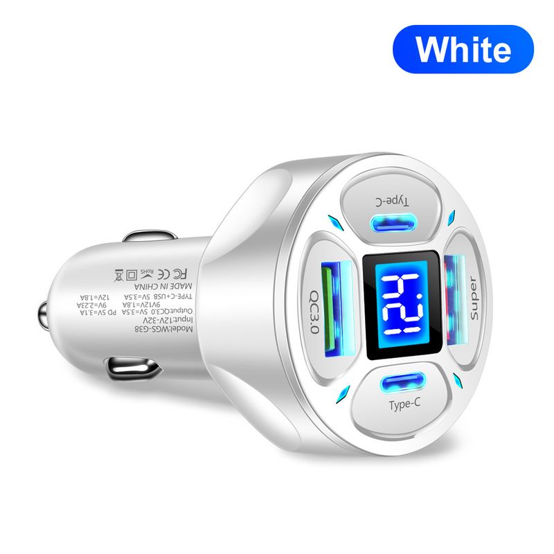 Auto punjač od 66 W s 2 USB+2 USB-C digitalnim zaslonom podržava super brzo punjenje i brzi auto punjač._voghion.com