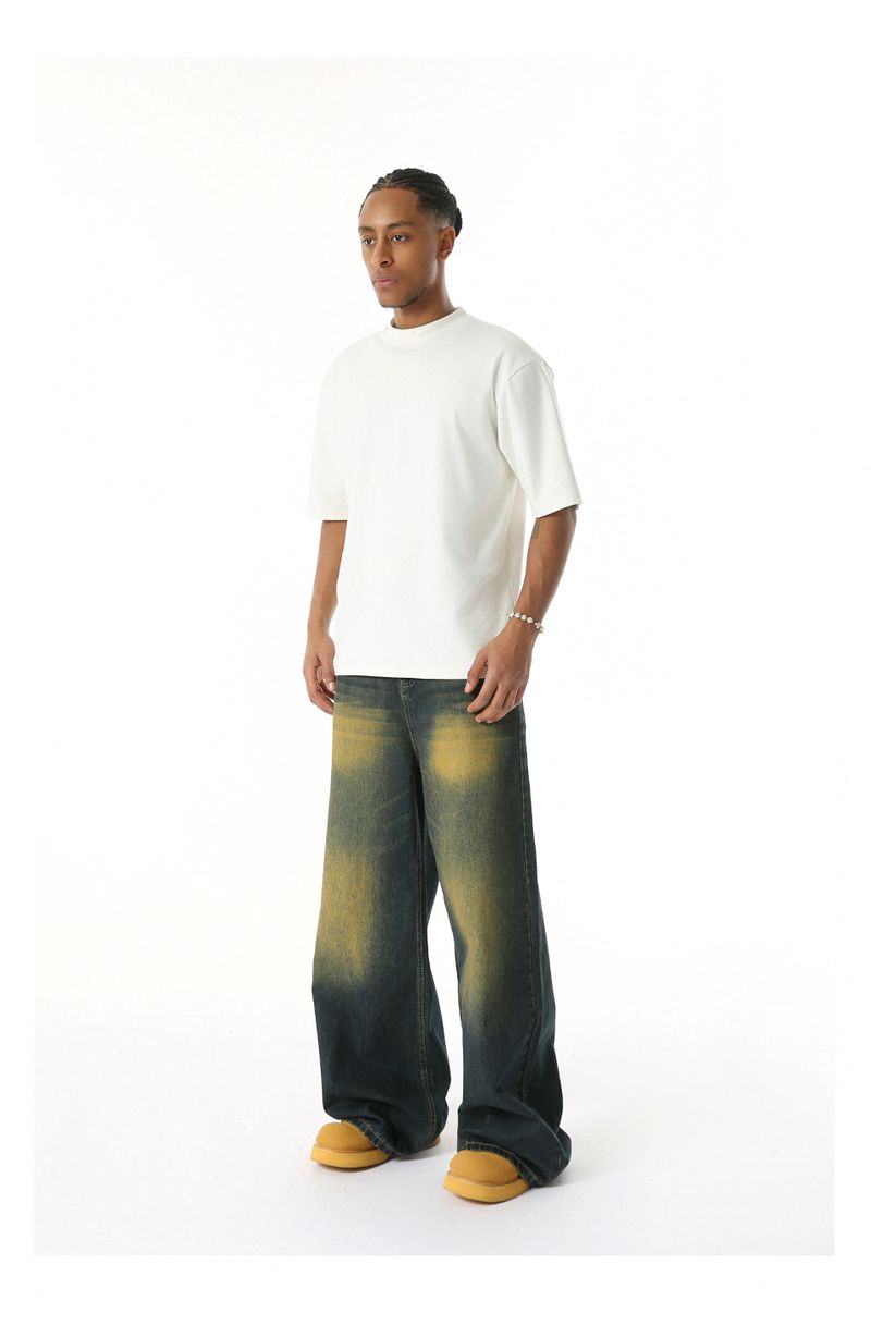 EF JEANS | 2025 Spring New Hong Kong Style Fashion Old Retro Casual Versatile Drape Floor Mopping Jeans_voghion.com