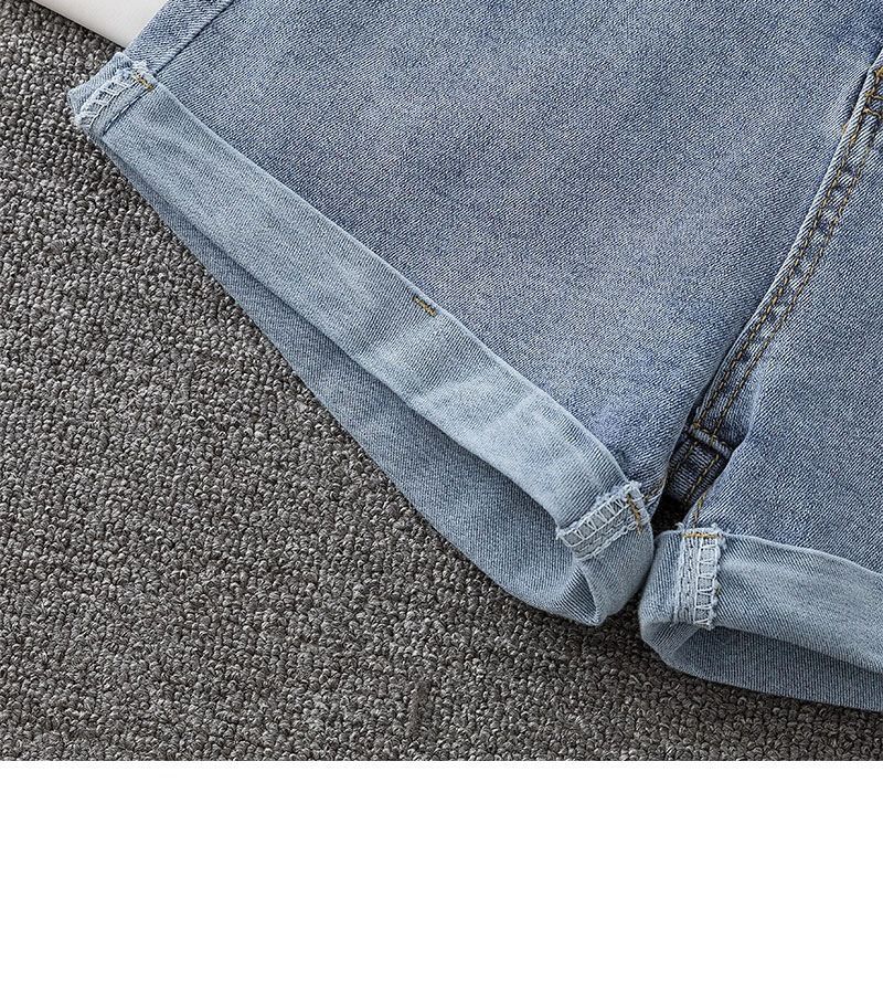 Vêtements pour femmes, couleur claire, all-match, taille haute, short en jean délavé pour femmes, jambe large, pantalon chaud coupe A, tendance, été_voghion.com