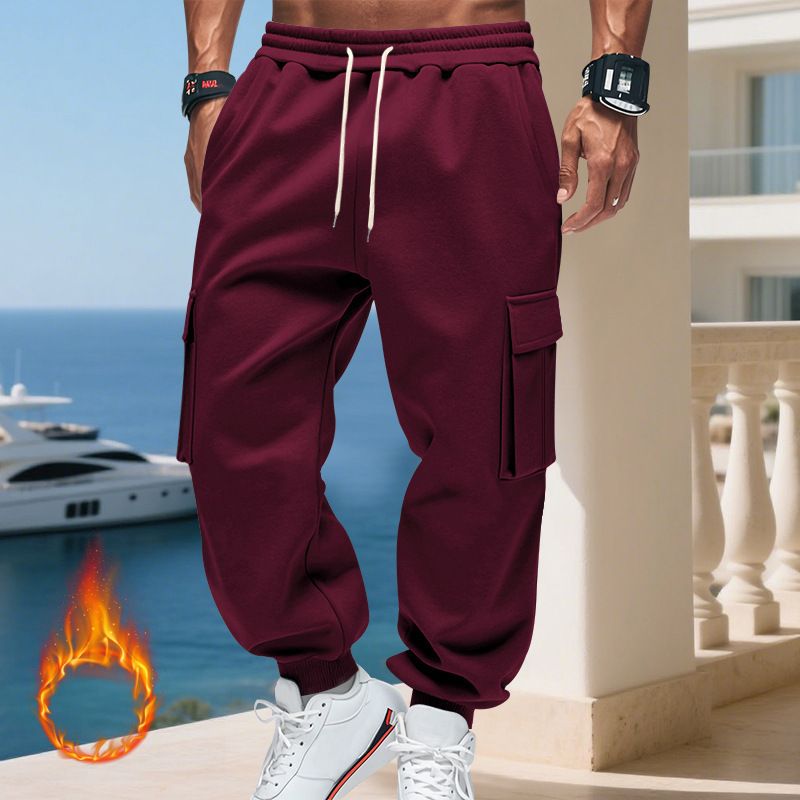 Pantaloni cargo da uomo foderati in pile - Jogger casual caldi invernali con tasche multiple, vestibilità ampia, vita elastica, comodi ed eleganti per l'uso quotidiano_voghion.com