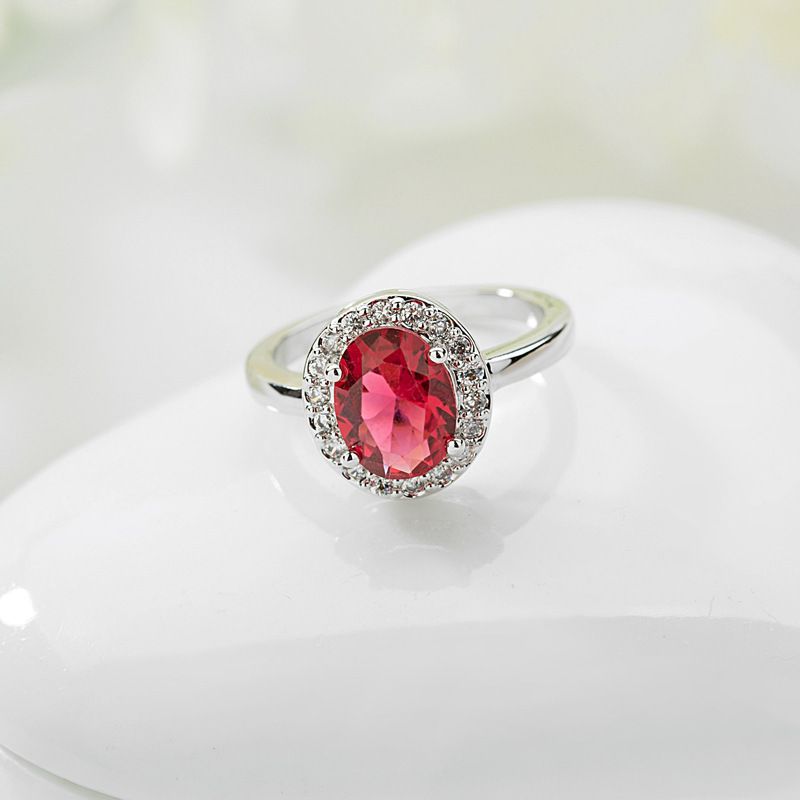 Simulated Pink Tourmaline For Women Live New Elegant Colorful Diamond Oval Zircon Ring_voghion.com