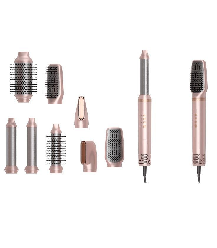 Nouveau peigne à air chaud haute vitesse cinq en un sèche-cheveux à ions négatifs peigne de coiffure pour soins capillaires rouleau droit double usage multifonction_voghion.com