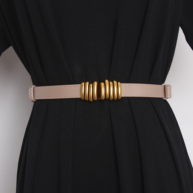 Cintura con gancio regolabile in pelle bovina alla moda per cintura casual versatile semplice da donna, cappotto decorativo, cardigan in vita_voghion.com