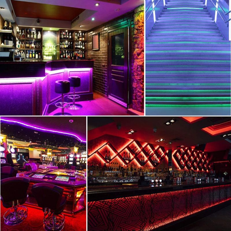 Tira de luces LED RGB de 12 V - SMD 5050, control remoto IR de 24 teclas, resistente al agua IP65, luz flexible que cambia de color para fiestas, bodas y decoración del hogar._voghion.com